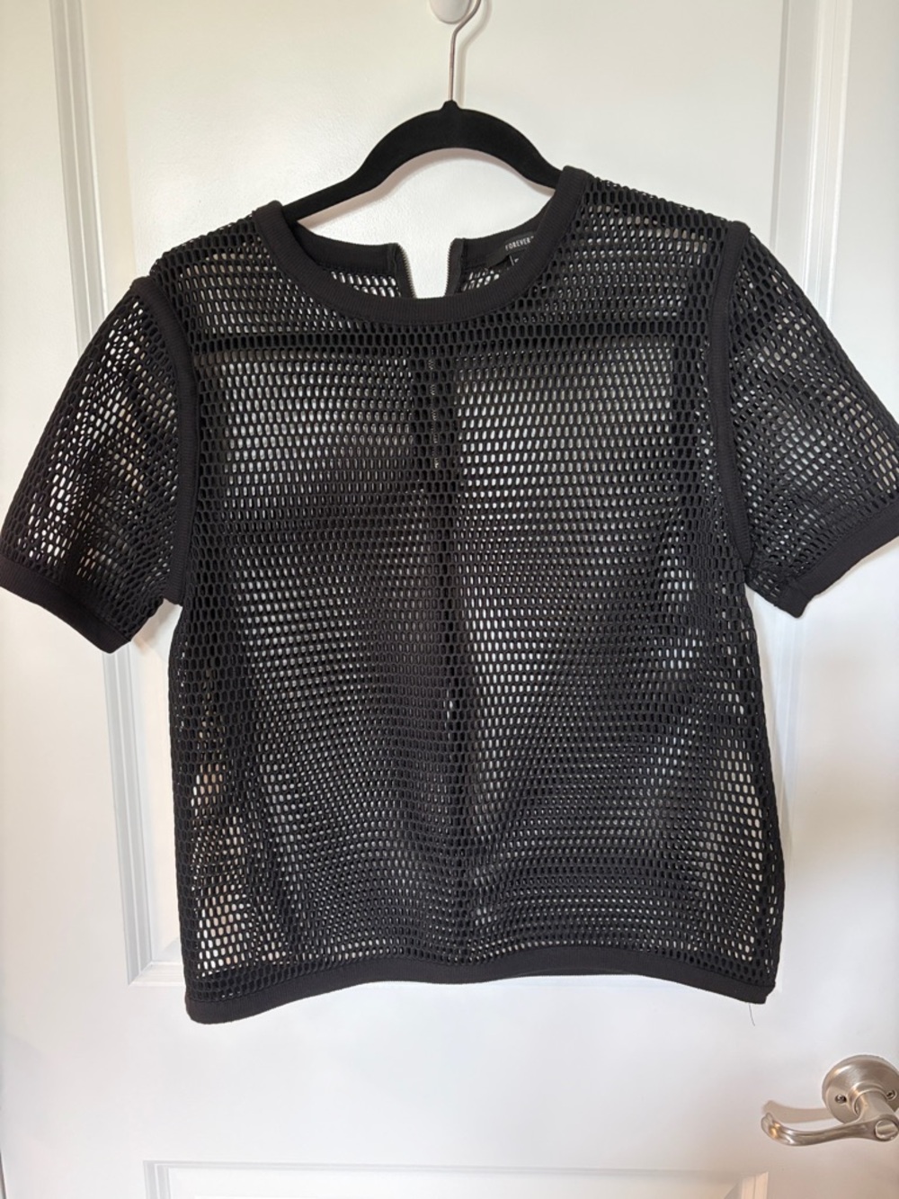Forever 21 Black Short Sleeve Mesh Top